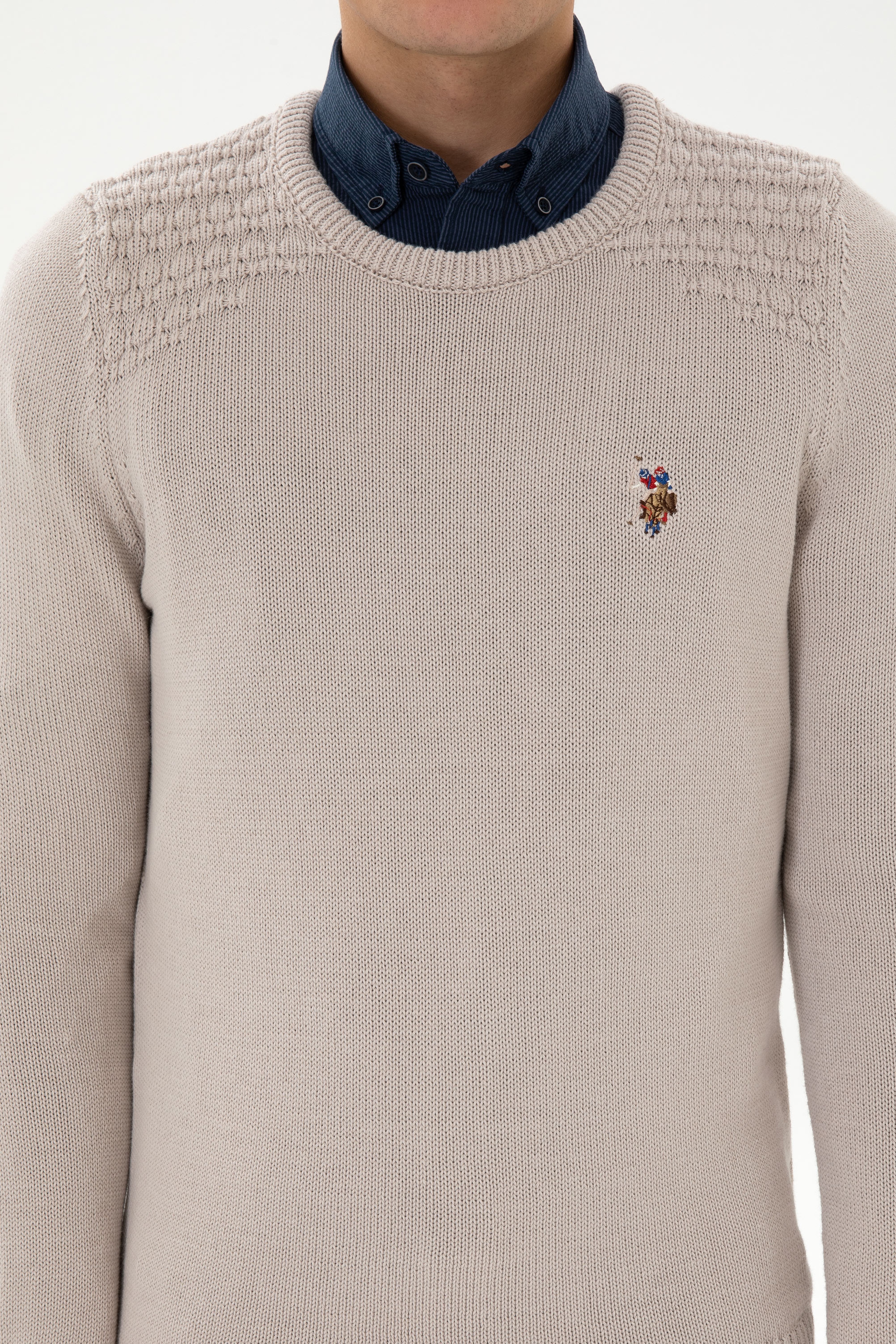Erkek Slim Fit Bisiklet Yaka Taş Kazak - Image 6