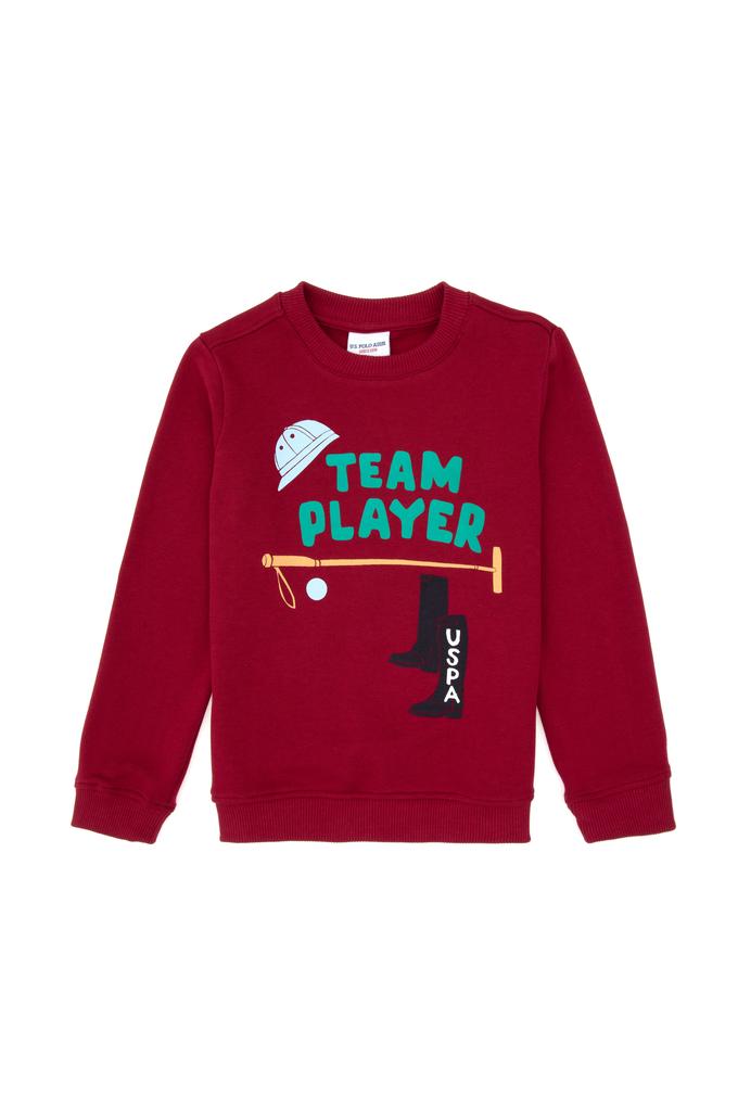 Erkek Çocuk Koyu Frambuaz Bisiklet Yaka Sweatshirt