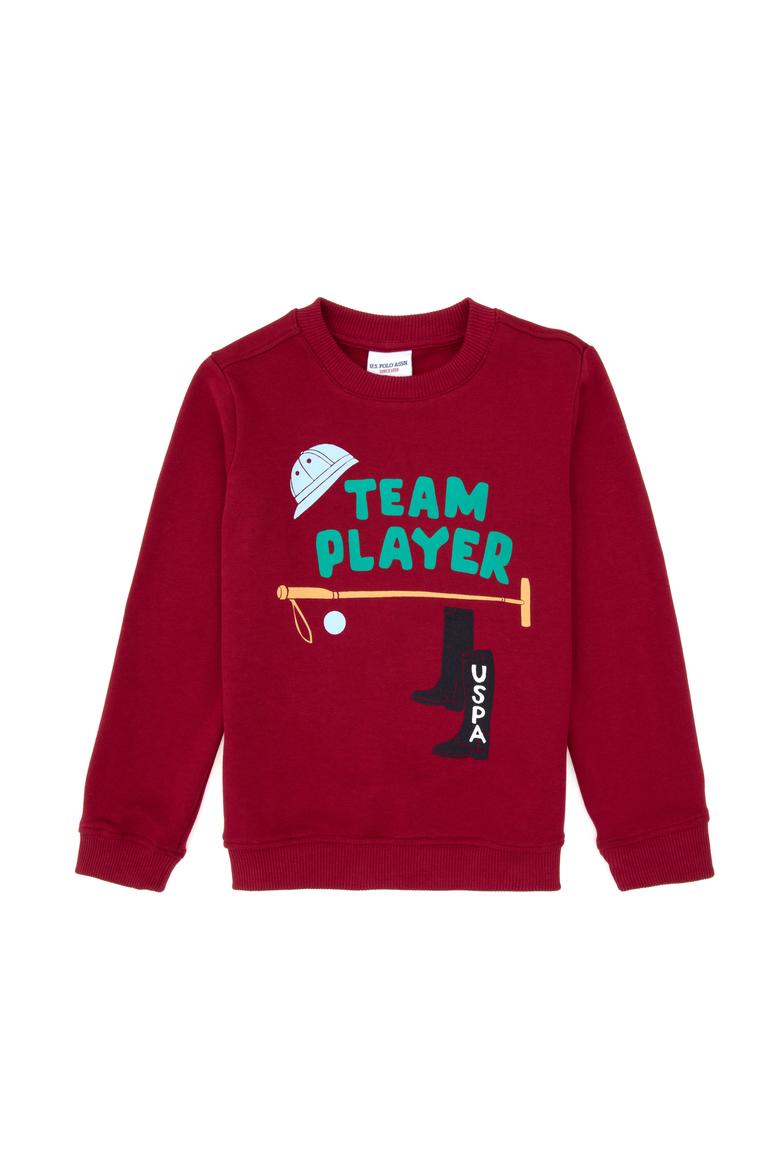 Erkek Çocuk Koyu Frambuaz Bisiklet Yaka Sweatshirt