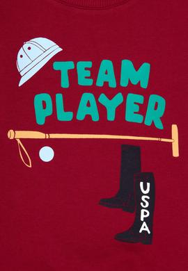 Erkek Çocuk Koyu Frambuaz Bisiklet Yaka Sweatshirt - 50316510022