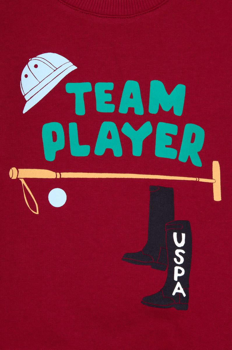 Erkek Çocuk Koyu Frambuaz Bisiklet Yaka Sweatshirt