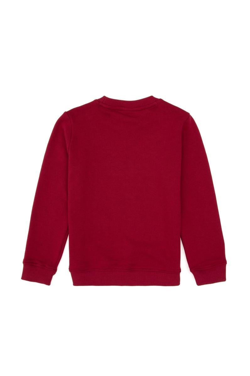 Erkek Çocuk Koyu Frambuaz Bisiklet Yaka Sweatshirt