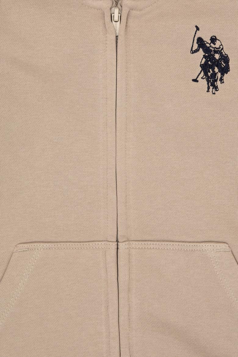 Erkek Çocuk Koyu Bej Fermuarlı Kapüşonlu Sweatshirt - 50316706090