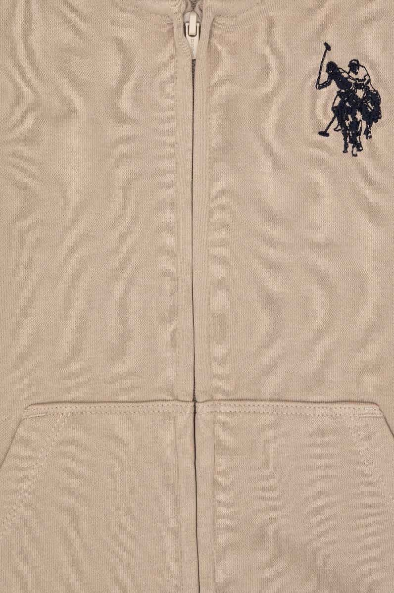 Erkek Çocuk Koyu Bej Fermuarlı Kapüşonlu Sweatshirt