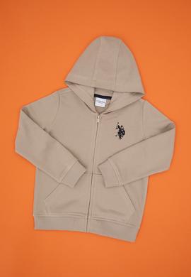 Erkek Çocuk Koyu Bej Fermuarlı Kapüşonlu Sweatshirt - 50316706090