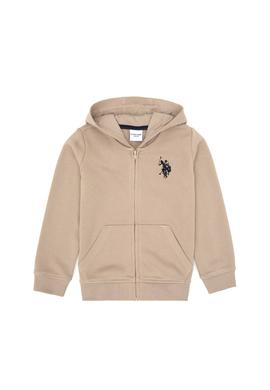 Erkek Çocuk Koyu Bej Fermuarlı Kapüşonlu Sweatshirt - 50316706090