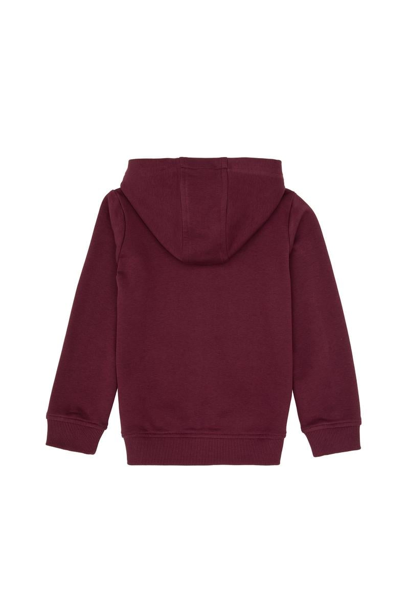 Erkek Çocuk Bordo Fermuarlı Kapüşonlu Sweatshirt