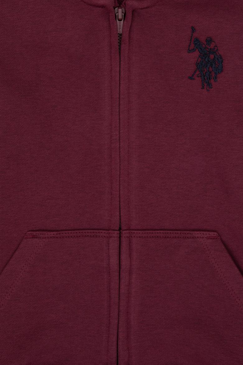 Erkek Çocuk Bordo Fermuarlı Kapüşonlu Sweatshirt - 50316706024