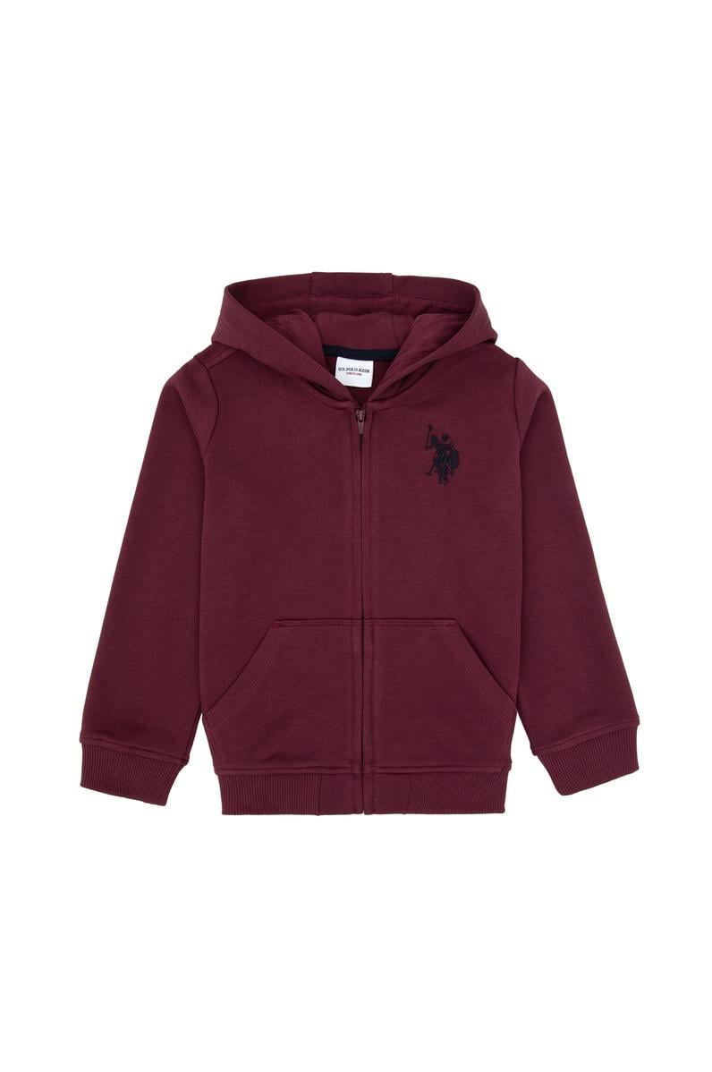 Erkek Çocuk Bordo Fermuarlı Kapüşonlu Sweatshirt