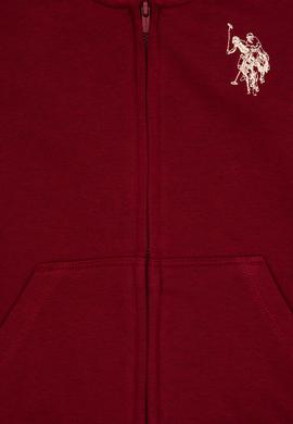 Erkek Çocuk Bordo Fermuarlı Kapüşonlu Sweatshirt - 50316706168
