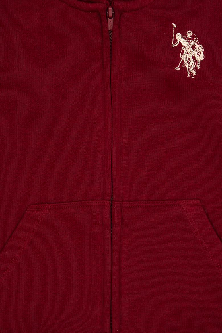 Erkek Çocuk Bordo Fermuarlı Kapüşonlu Sweatshirt - 50316706168