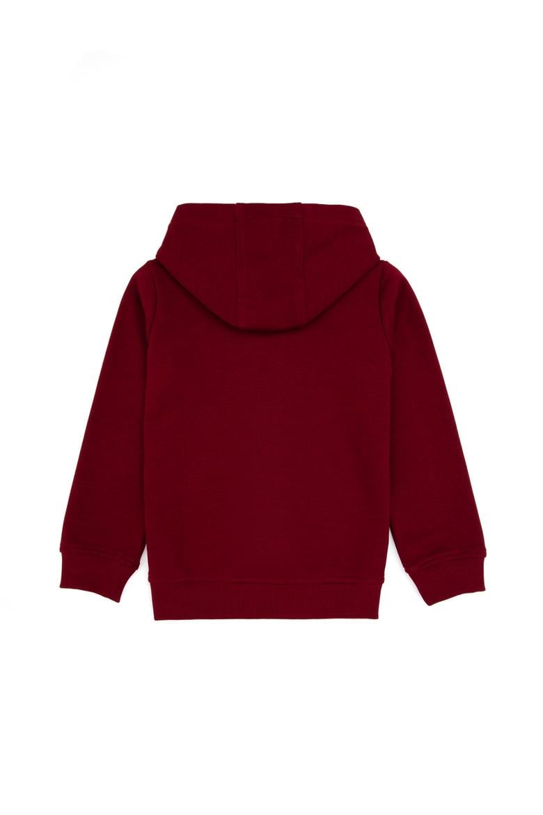 Erkek Çocuk Bordo Fermuarlı Kapüşonlu Sweatshirt - 50316706168