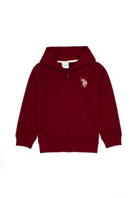 Erkek Çocuk Bordo Fermuarlı Kapüşonlu Sweatshirt - 50316706168