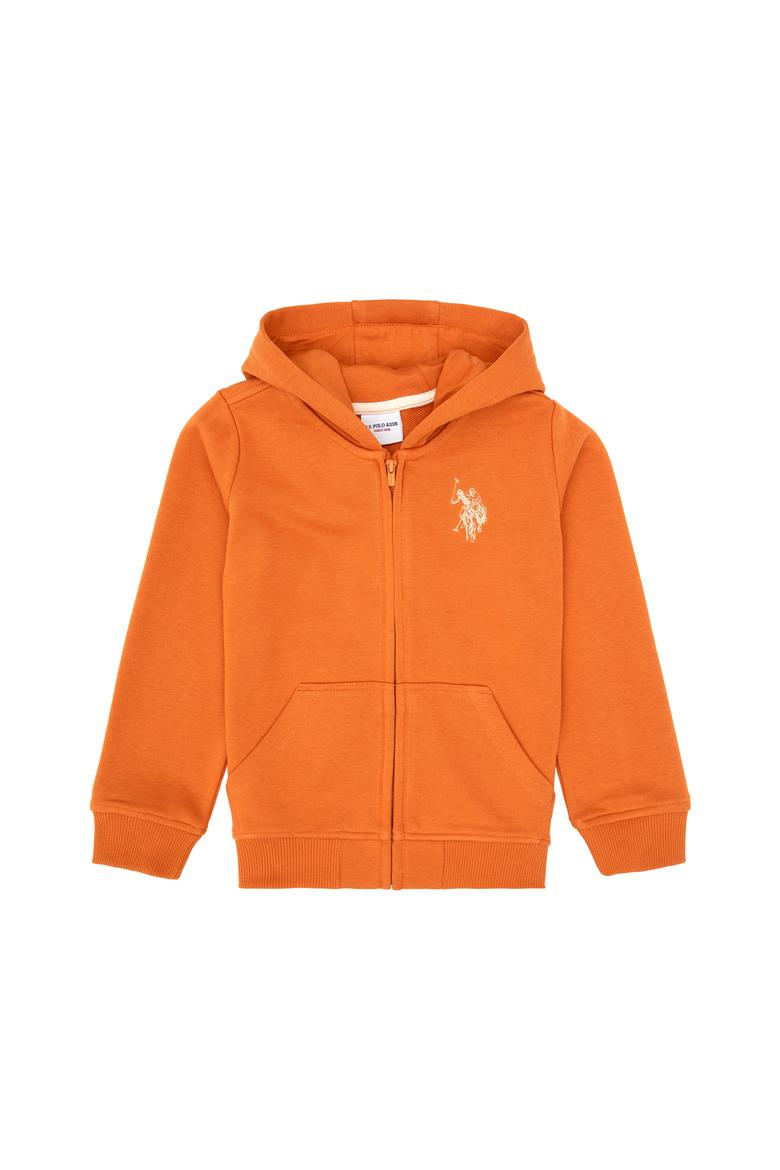 Erkek Çocuk Bakır Fermuarlı Kapüşonlu Sweatshirt