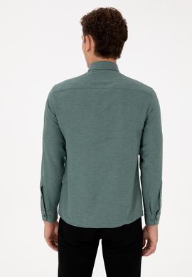 Erkek Koyu Yeşil Uzun Kollu Basic Gömlek - 50316723072