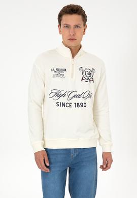 Erkek Comfort Fit Yarım Fermuarlı Krem Sweatshirt - 50310284018