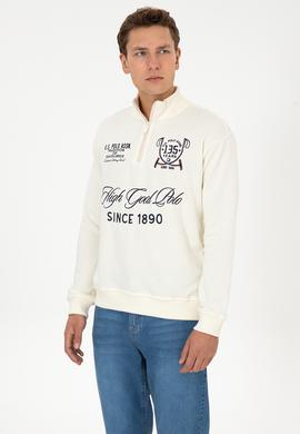 Erkek Comfort Fit Yarım Fermuarlı Krem Sweatshirt - 50310284018