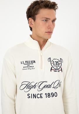 Erkek Comfort Fit Yarım Fermuarlı Krem Sweatshirt - 50310284018