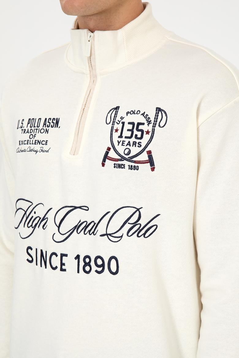 Erkek Comfort Fit Yarım Fermuarlı Krem Sweatshirt - 50310284018