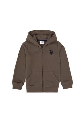 Erkek Çocuk Vizon Fermuarlı Kapüşonlu Sweatshirt - 50316706131