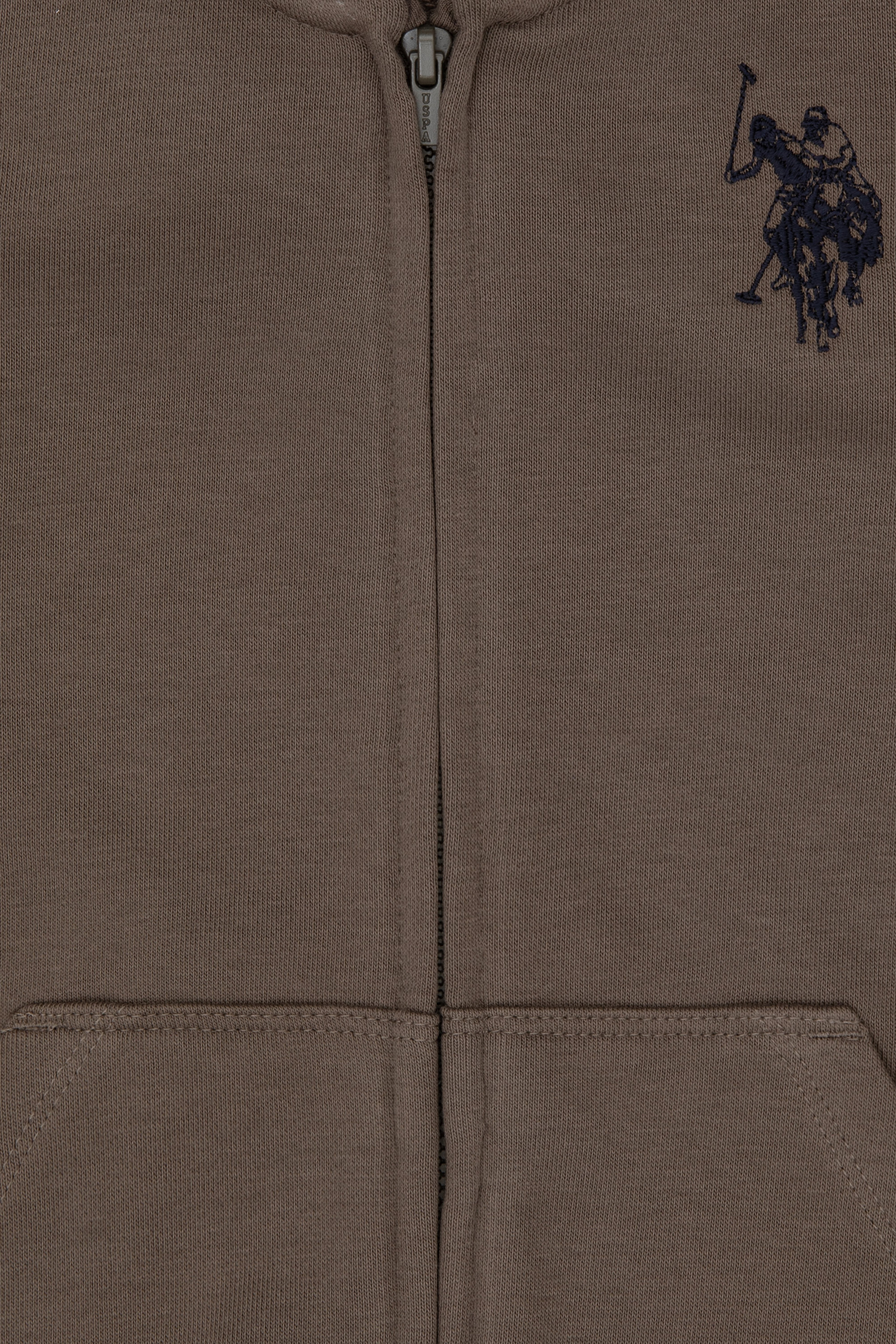 Erkek Çocuk Vizon Fermuarlı Kapüşonlu Sweatshirt