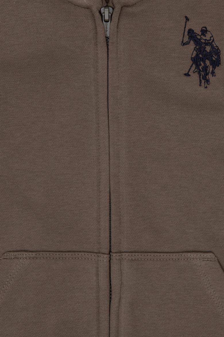 Erkek Çocuk Vizon Fermuarlı Kapüşonlu Sweatshirt - 50316706131