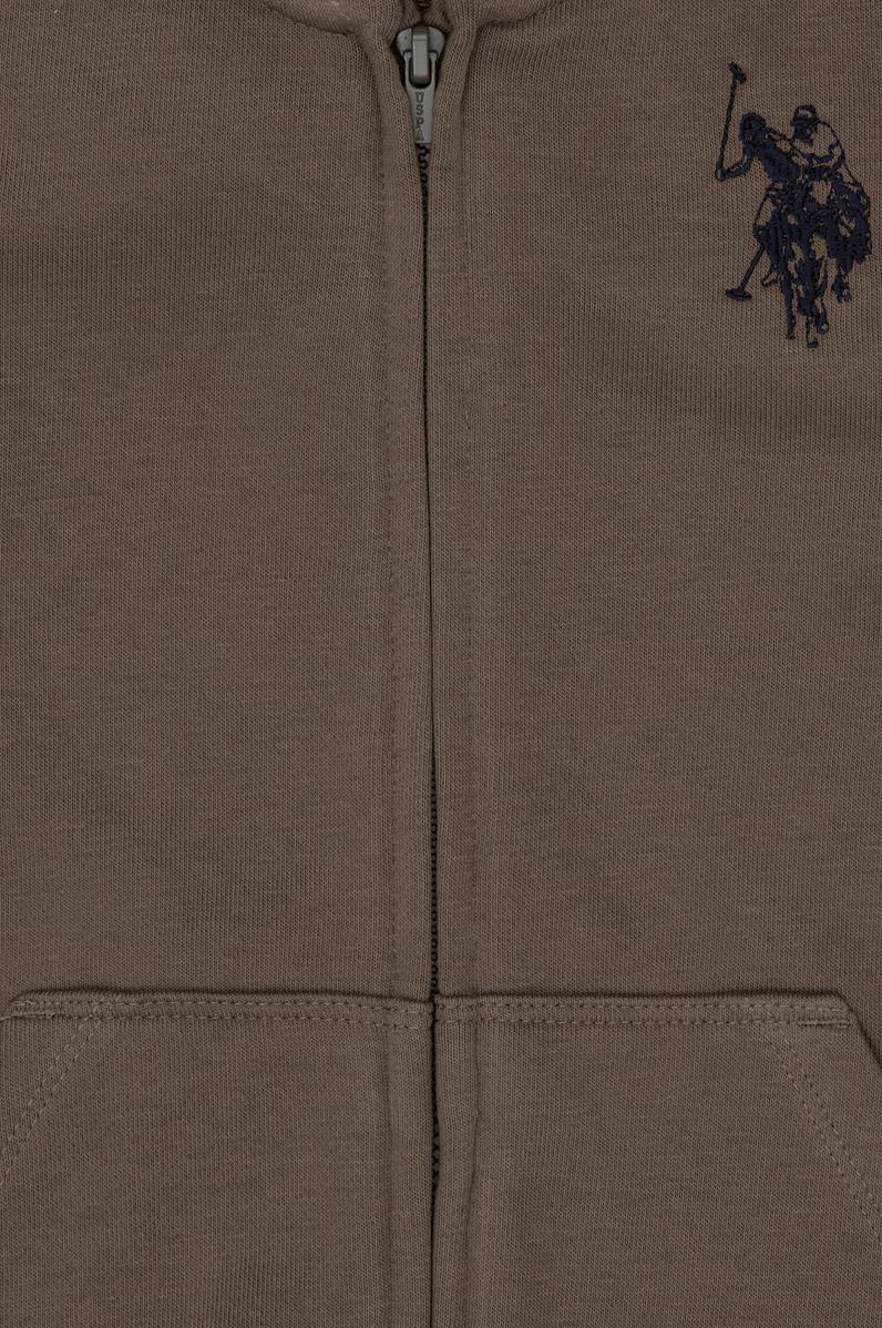 Erkek Çocuk Vizon Fermuarlı Kapüşonlu Sweatshirt