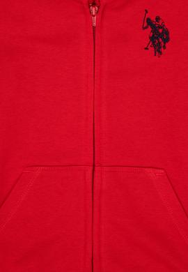 Erkek Çocuk Kırmızı Fermuarlı Kapüşonlu Sweatshirt - 50316706106