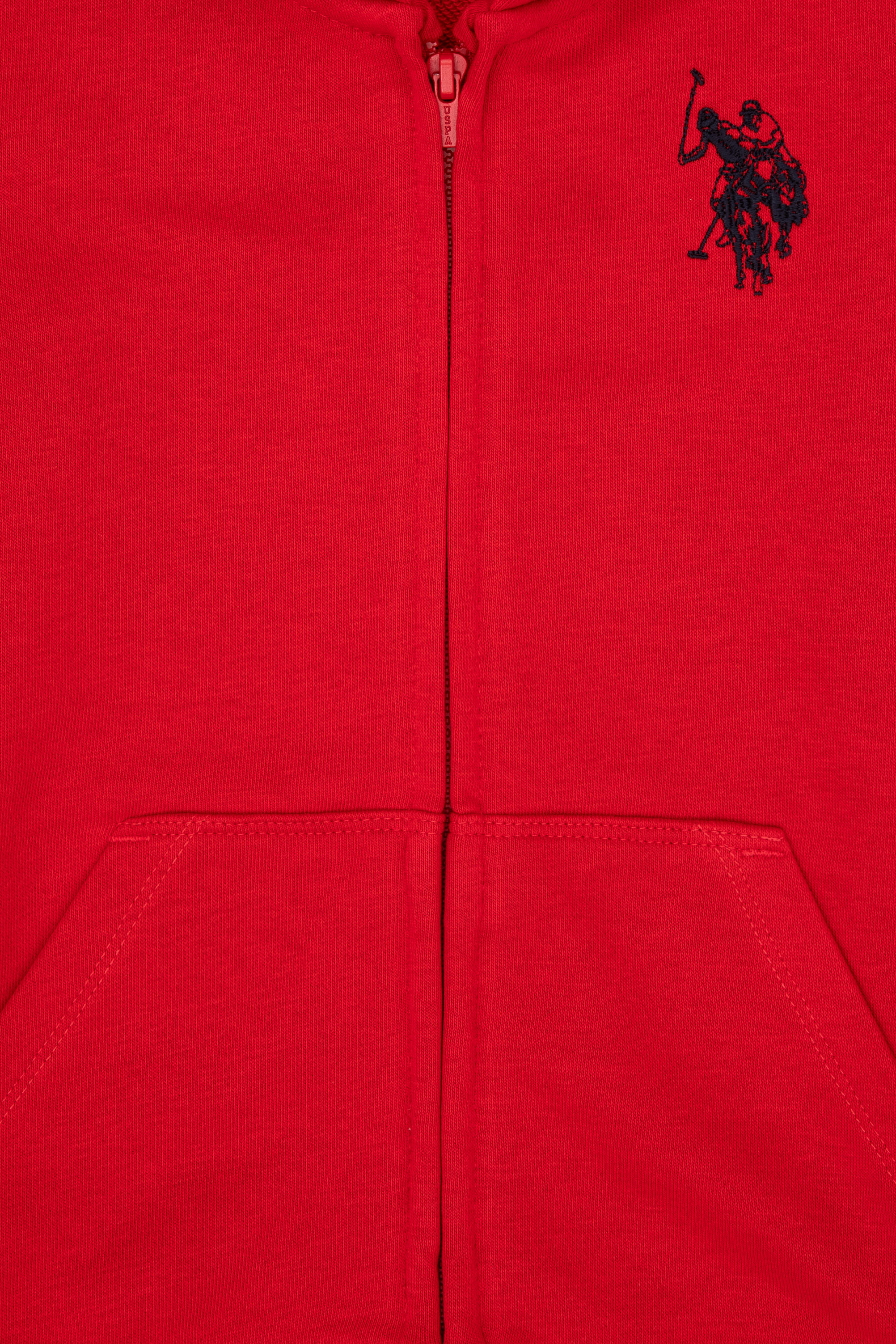 Erkek Çocuk Kırmızı Fermuarlı Kapüşonlu Sweatshirt - Image 3