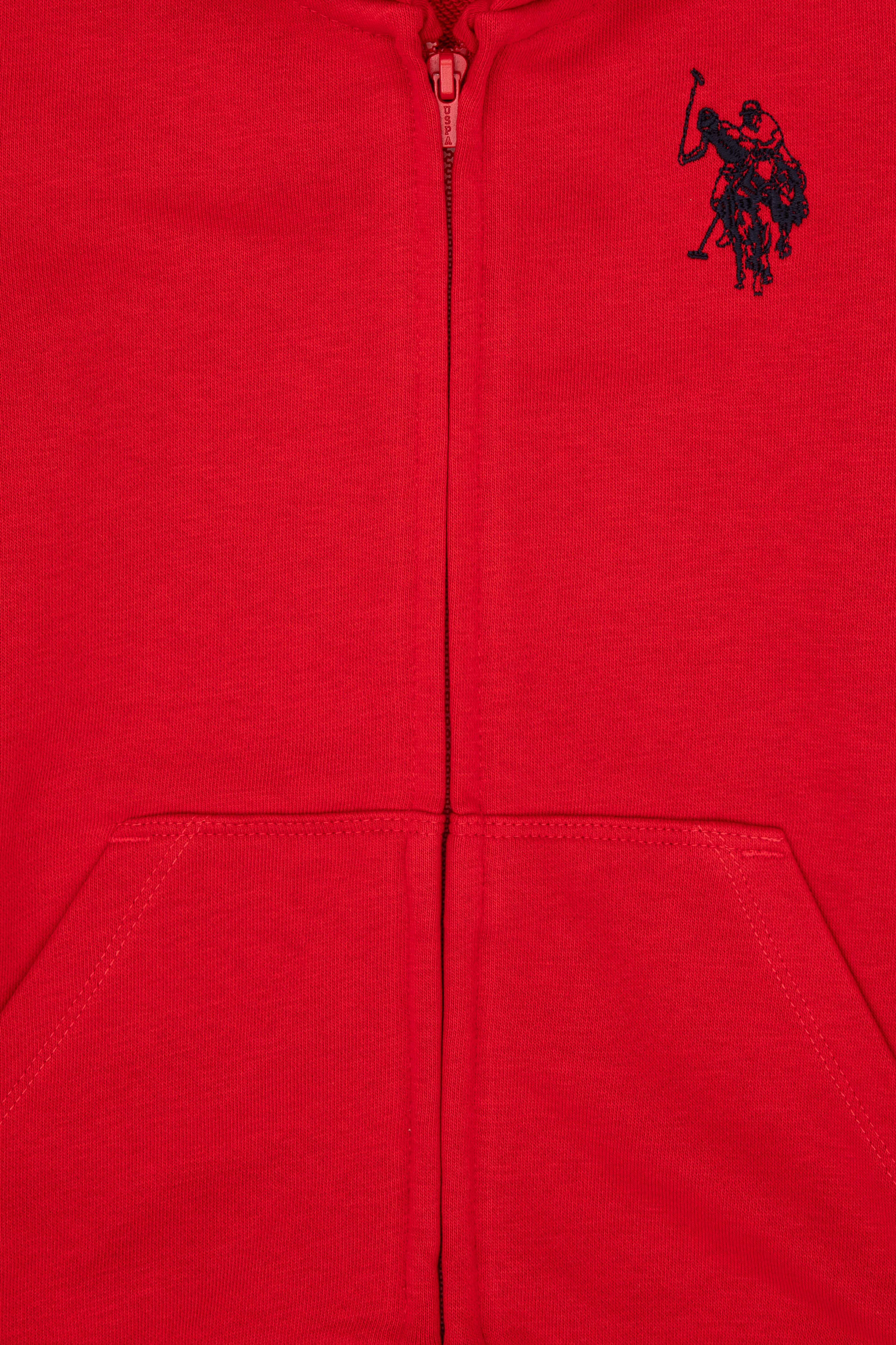 Erkek Çocuk Kırmızı Fermuarlı Kapüşonlu Sweatshirt
