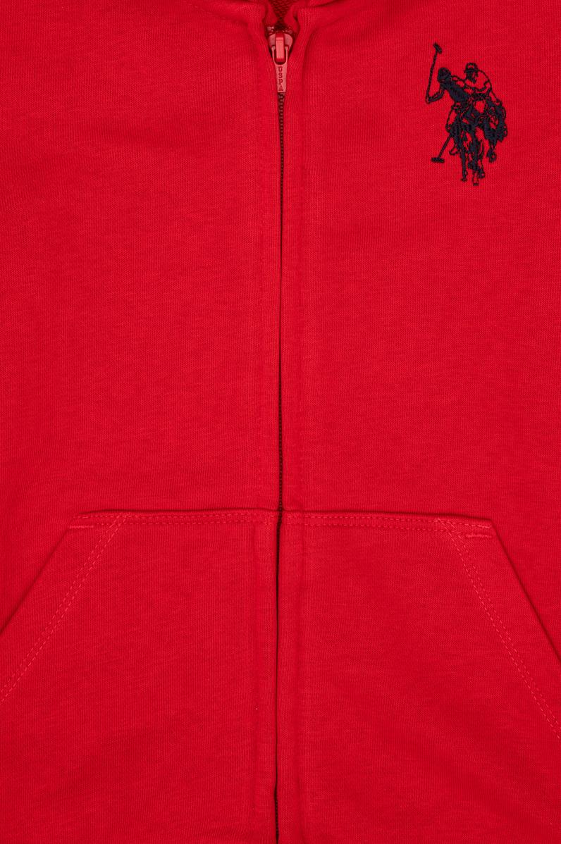 Erkek Çocuk Kırmızı Fermuarlı Kapüşonlu Sweatshirt