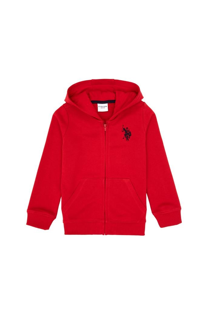 Erkek Çocuk Kırmızı Fermuarlı Kapüşonlu Sweatshirt