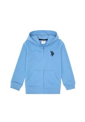 Erkek Çocuk Açık Mavi Fermuarlı Kapüşonlu Sweatshirt - 50316706181