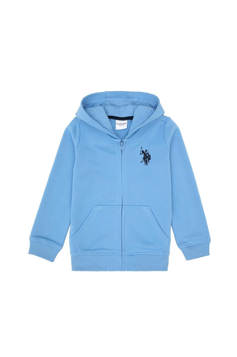 Erkek Çocuk Açık Mavi Fermuarlı Kapüşonlu Sweatshirt