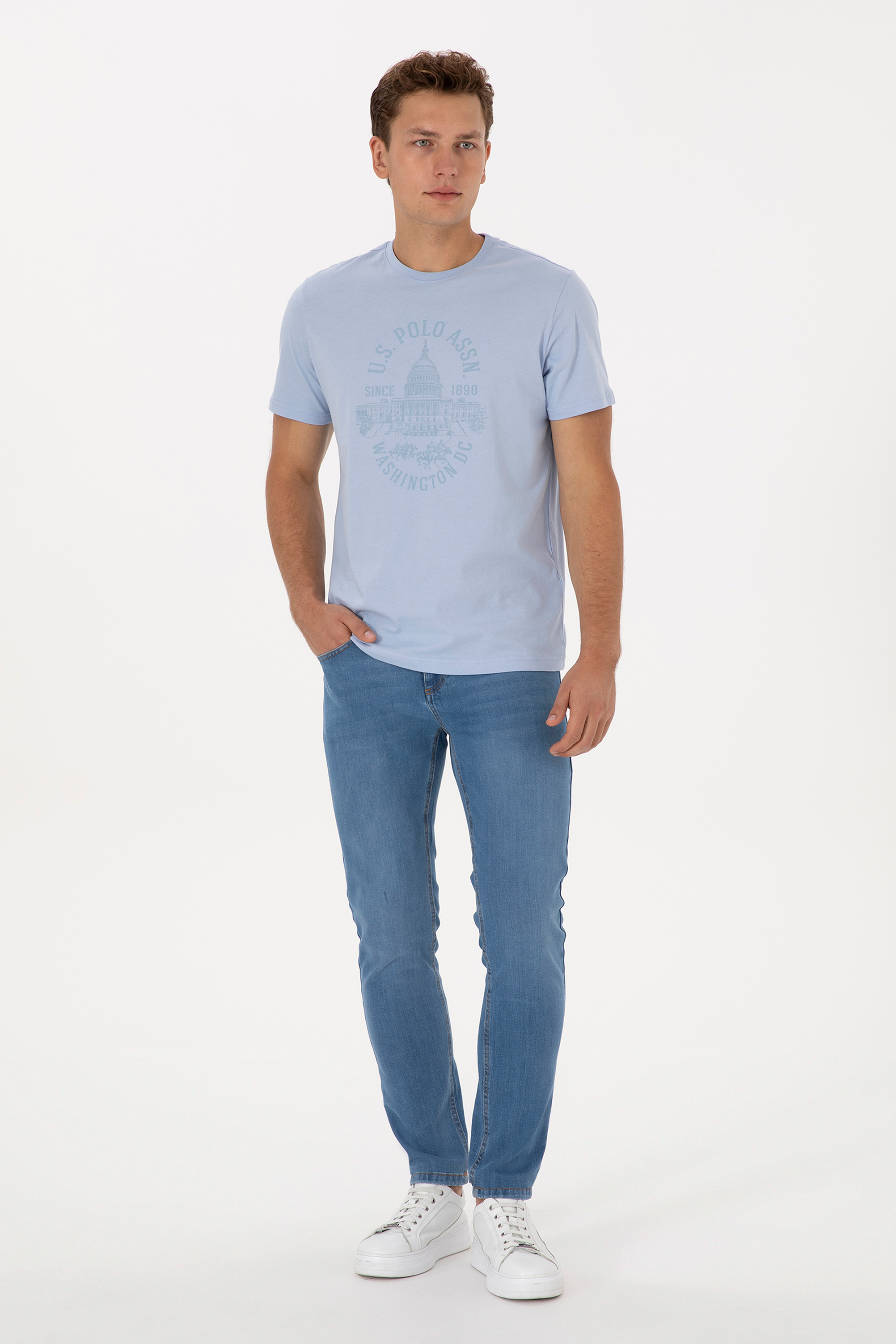 Erkek Açık Mavi Tişört - 50299545023