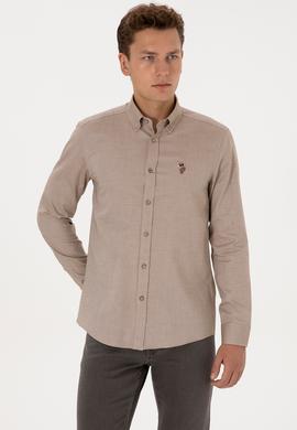 Erkek Haki Uzun Kollu Basic Gömlek - 50307659009