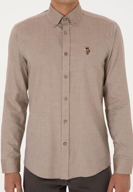 Erkek Haki Uzun Kollu Basic Gömlek - 50307659009