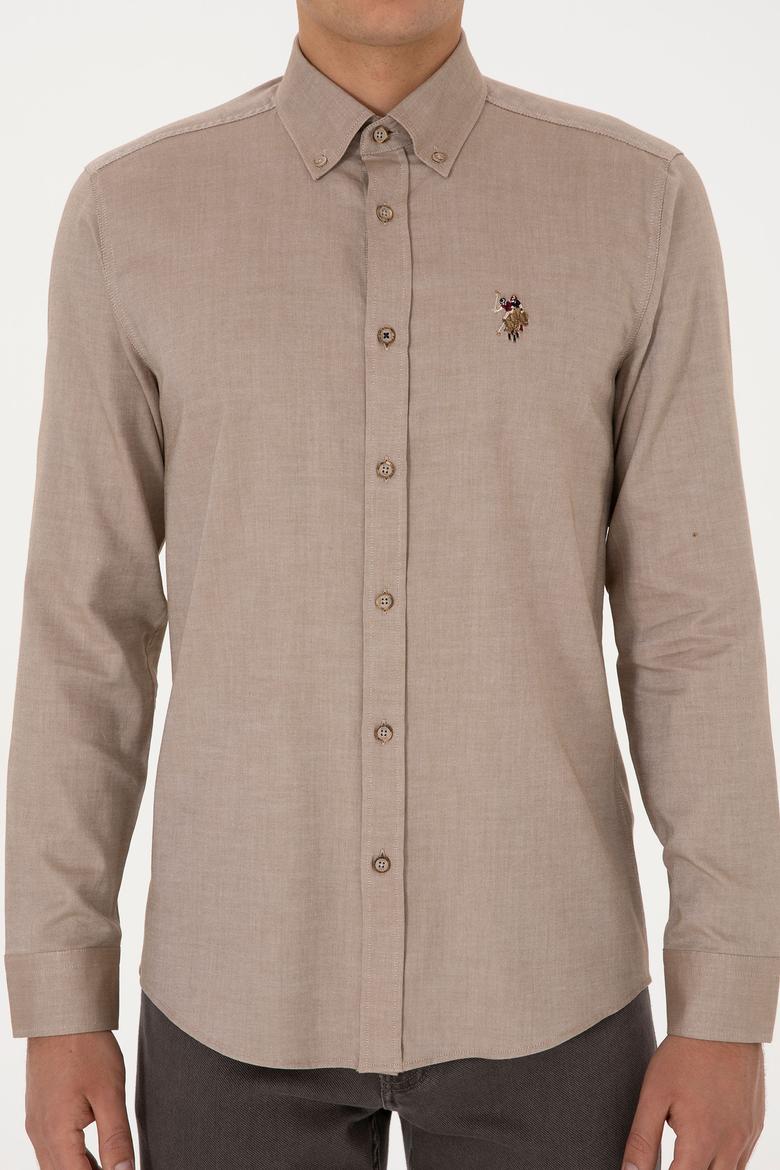 Erkek Haki Uzun Kollu Basic Gömlek - 50307659009