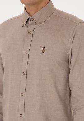 Erkek Haki Uzun Kollu Basic Gömlek - 50307659009