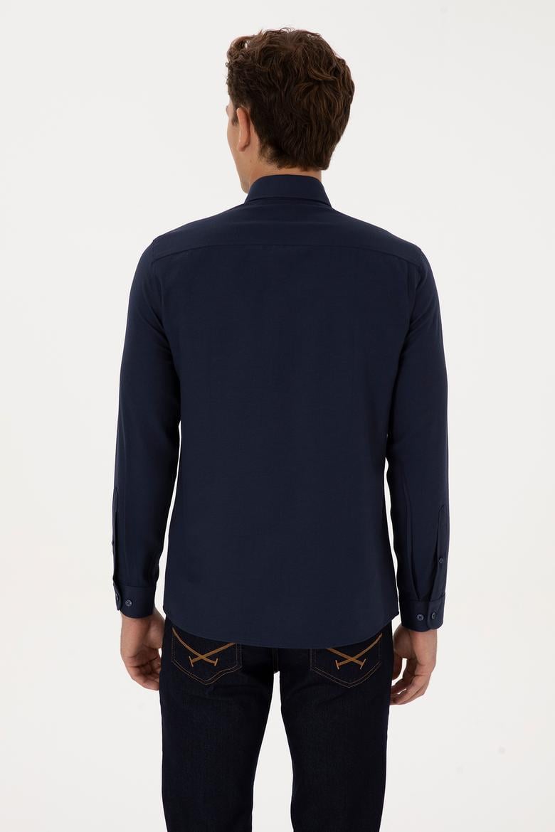 Erkek Lacivert Uzun Kollu Basic Gömlek - 50297997035