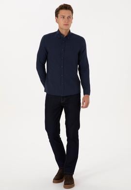 Erkek Lacivert Uzun Kollu Basic Gömlek - 50297997035