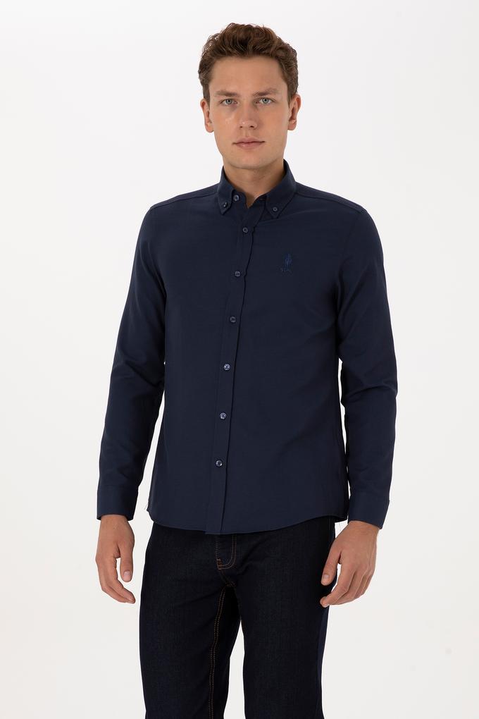Erkek Lacivert Uzun Kollu Basic Gömlek
