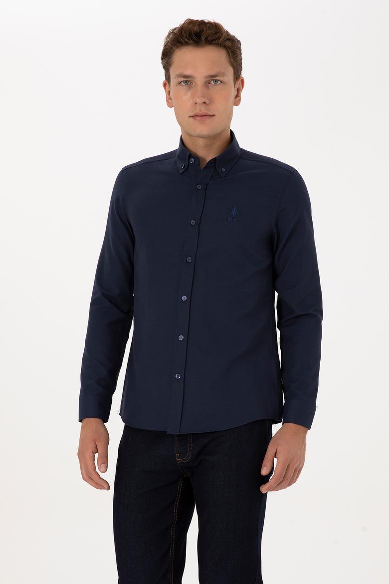 Erkek Lacivert Uzun Kollu Basic Gömlek