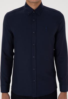 Erkek Lacivert Uzun Kollu Basic Gömlek - 50297997035