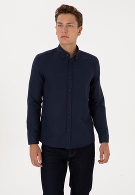 Erkek Lacivert Uzun Kollu Basic Gömlek - 50297997035