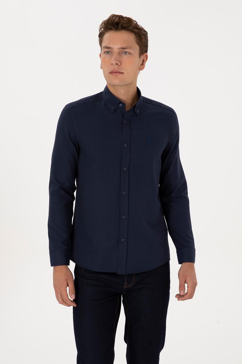 Erkek Lacivert Uzun Kollu Basic Gömlek - 50297997035