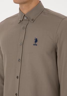 Erkek Vizon Uzun Kollu Basic Gömlek - 50297997023