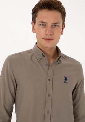 Erkek Vizon Uzun Kollu Basic Gömlek - 50297997023