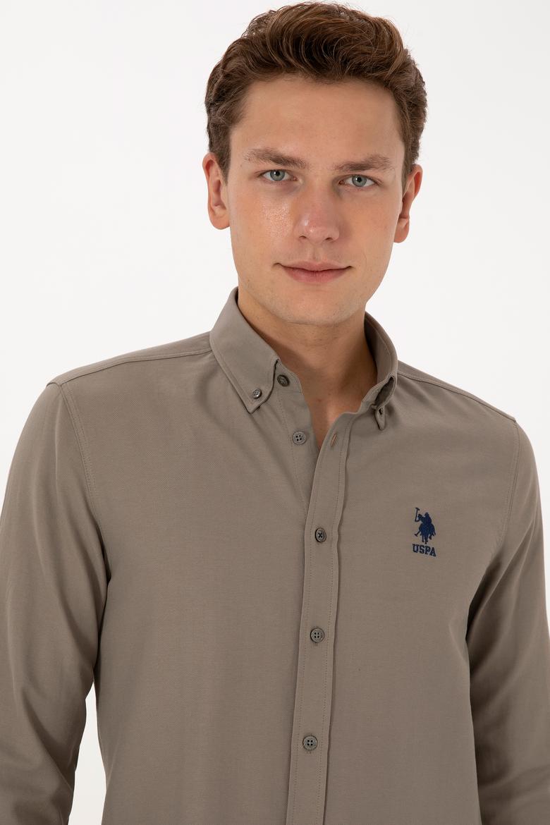 Erkek Vizon Uzun Kollu Basic Gömlek - 50297997023