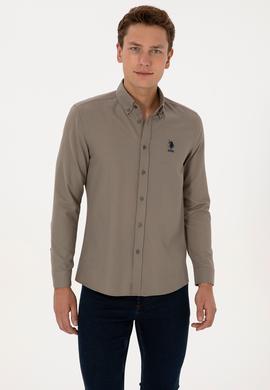 Erkek Vizon Uzun Kollu Basic Gömlek - 50297997023